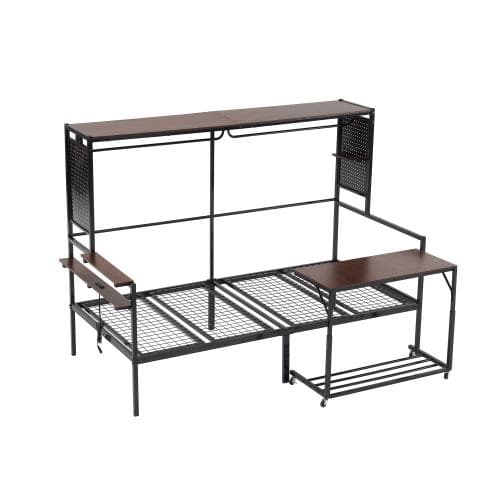 限定価格❣ロフトベッド シングル スチールネット付き 移動型デスク付き 北欧風