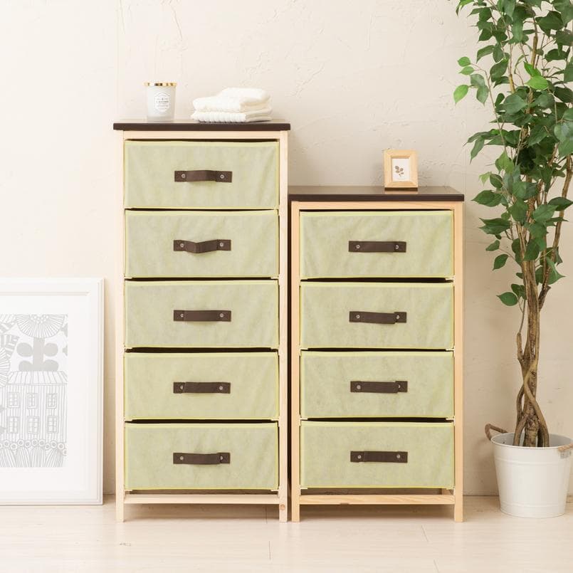 【新品・送料無料】ナチュラルテイスト◎収納ハンプチェスト5段 天板付