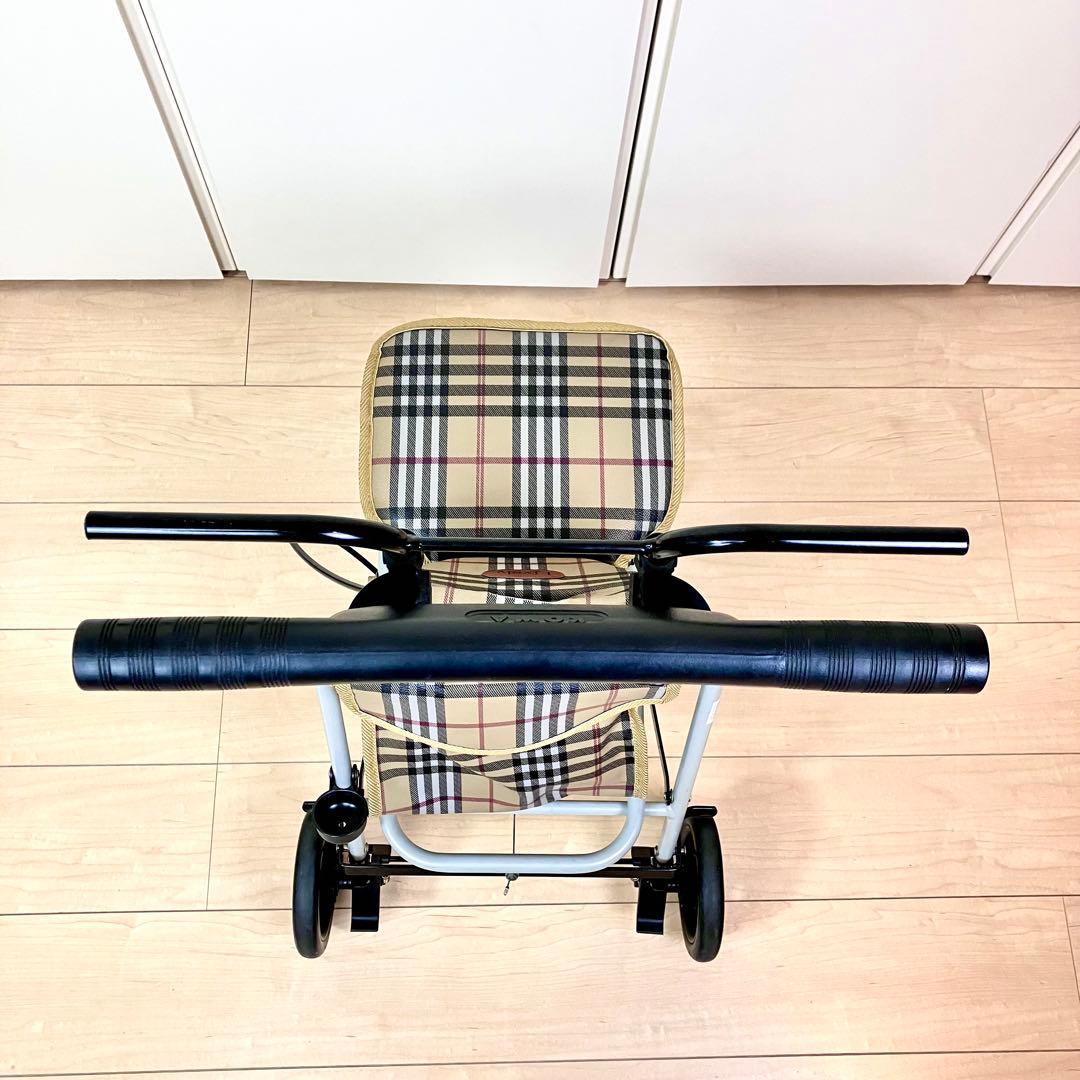 幸和製作所　Lively　座れるシルバーカー　折りたたみ　ベージュ　チェック柄