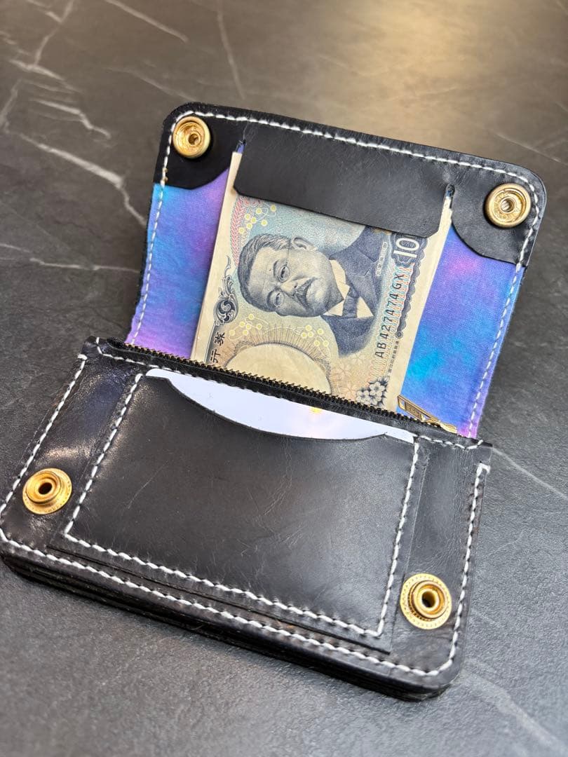 タイダイ　トラッカーウォレット　ハンドメイド　革財布　ミドルトラッカー