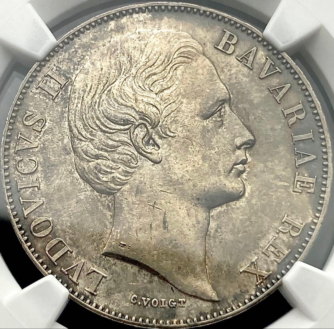 【NGC MS63】1871年ドイツ バイエルン ルートヴィヒ2世 ターラー銀貨