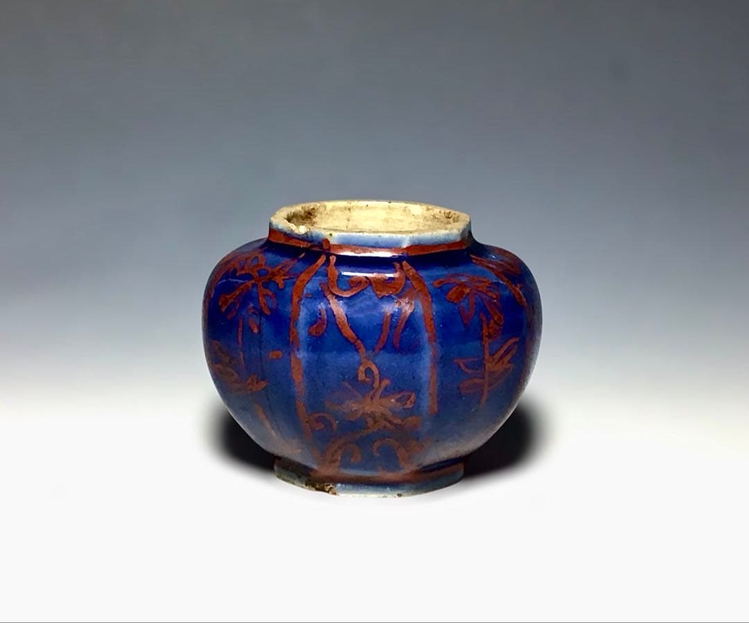 「古九谷」瑠璃金銀彩面取小壷