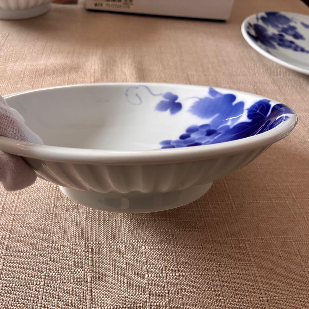 【未使用品】深川製磁　ブルーワイナリー　20cm深皿2枚と19cm平皿2枚