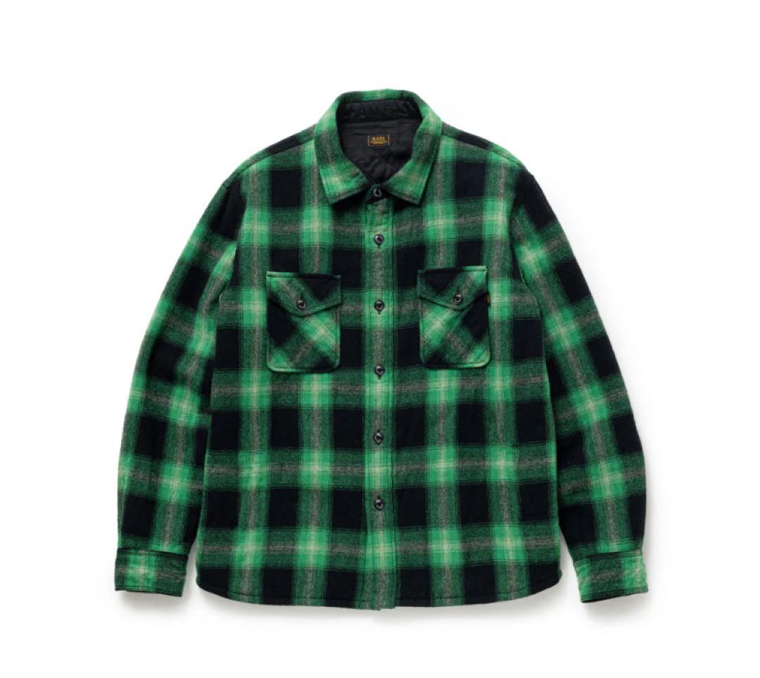 トップス RATS WOOL CHECK SHIRT JKT XL