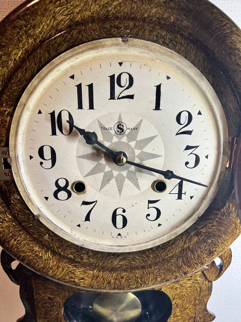 舘本振り子時計ゼンマイ掛け時計柱時計ボンボン時計古時計　稼働品