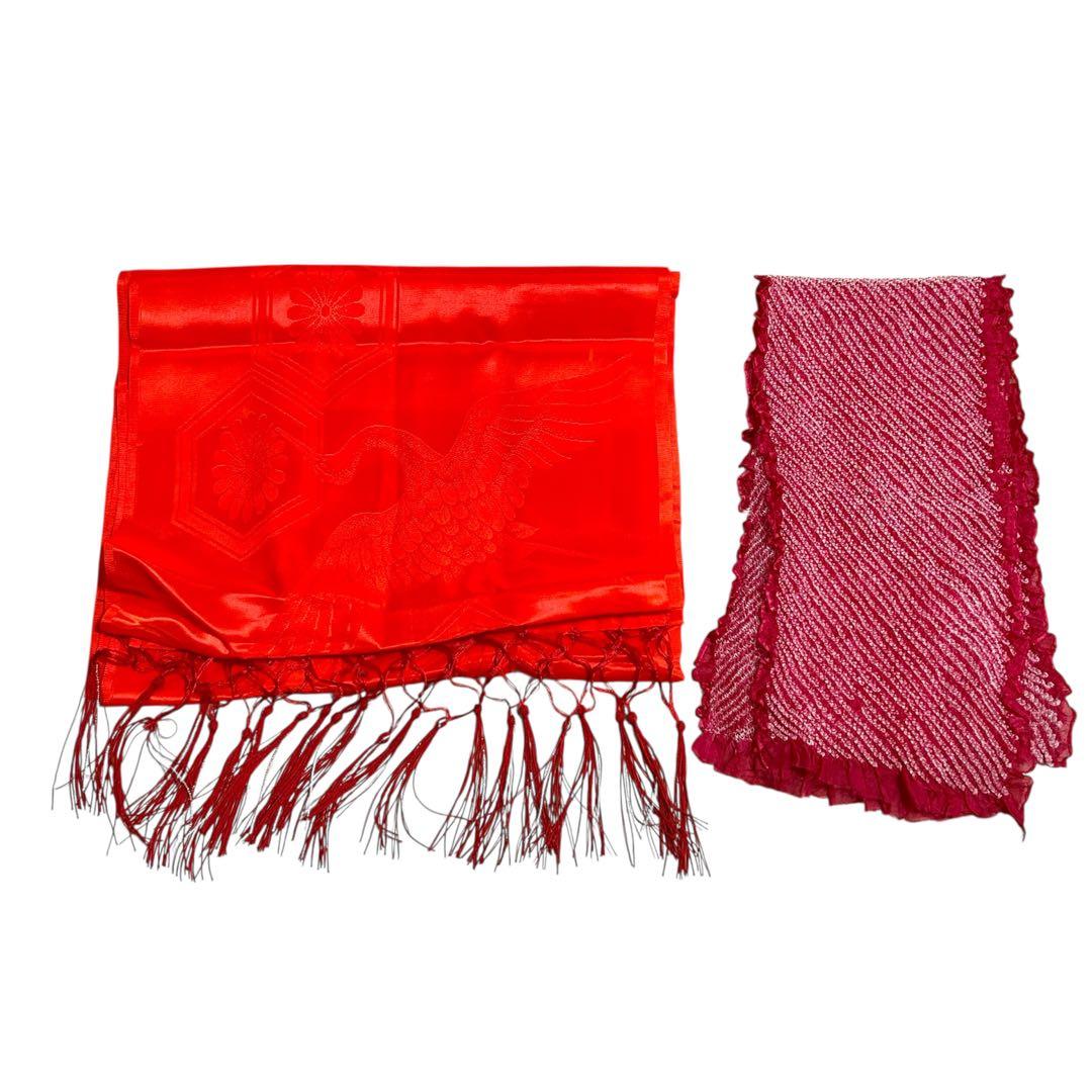 七五三　着物　7歳　女の子　13点セット　深緑　束ね熨斗　花車　四季草花　金彩