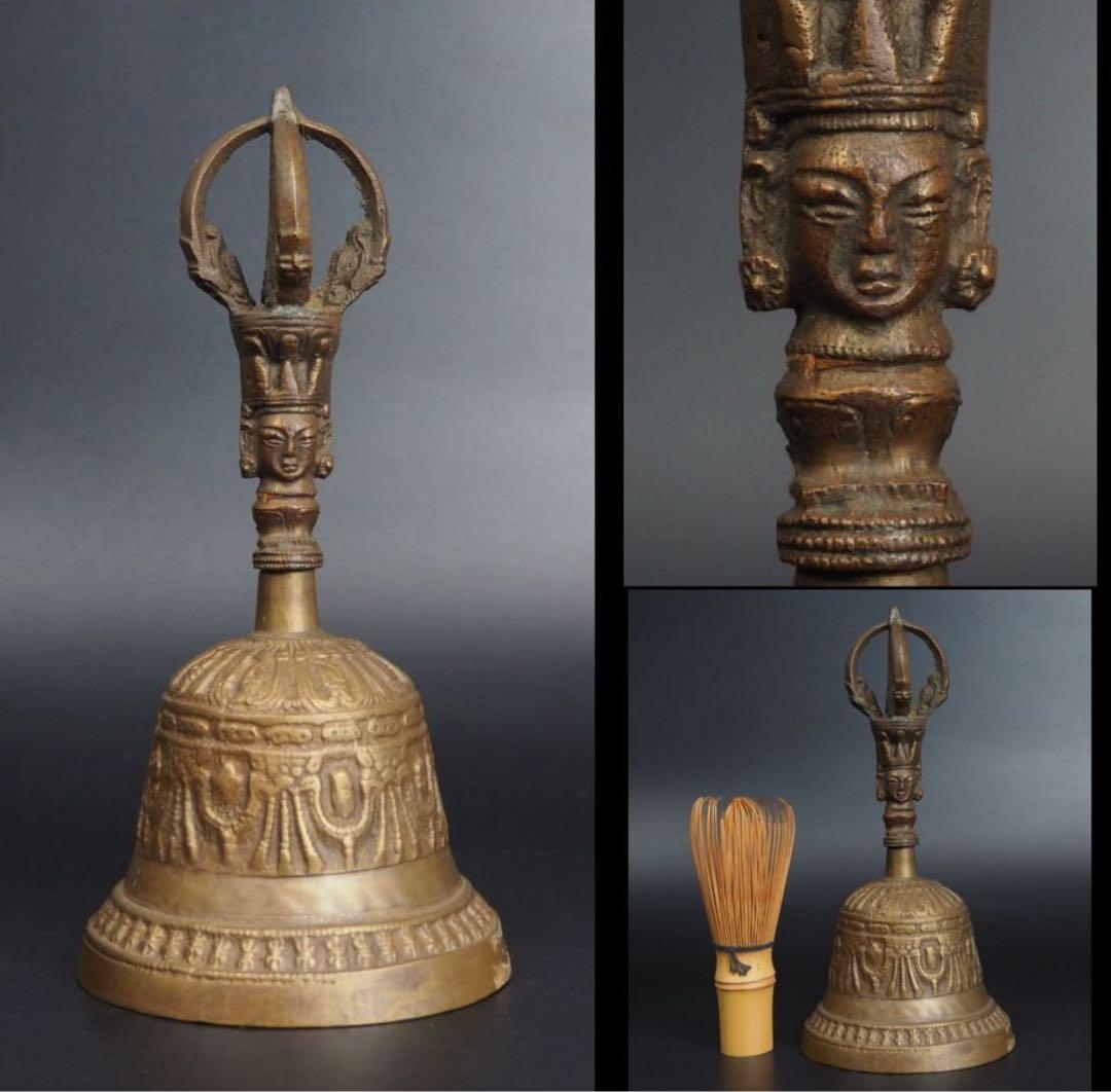 送料無料　密教法具 古銅五鈷杵金剛鈴　高さ20ｃｍ　仏教美術