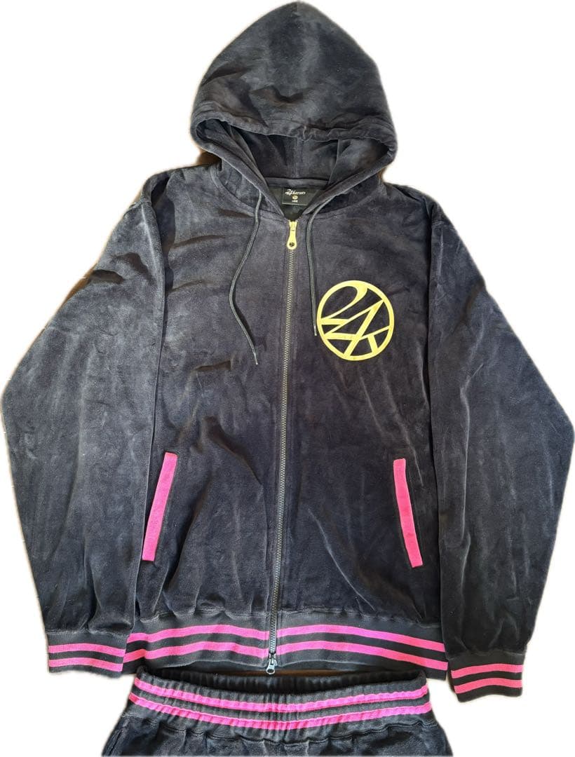 【未使用、美品】24karats セットアップ　ベロア　EXILE 黒　ピンク