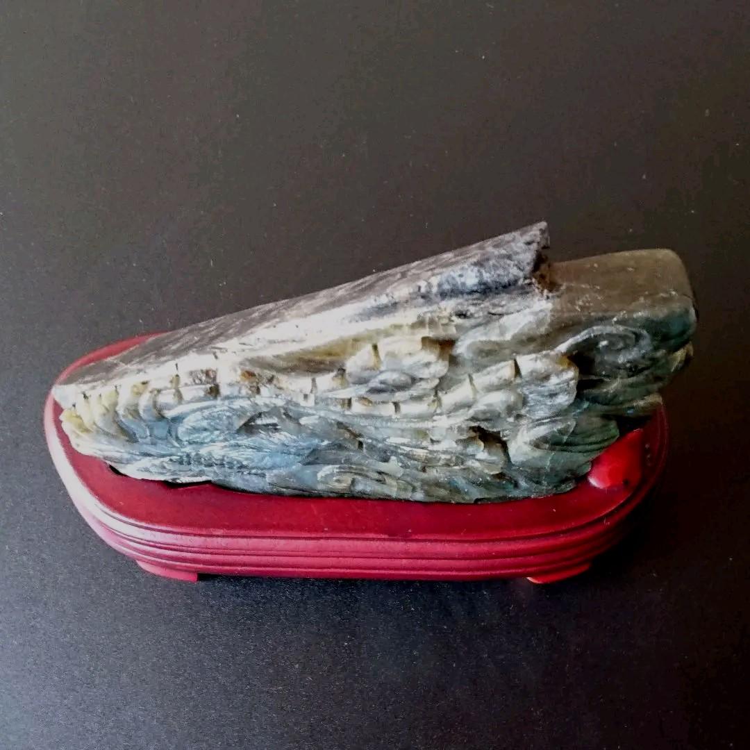 鳳凰 手彫り ラブラドライト 天然石 パワーストーン 石 置物 インテリア