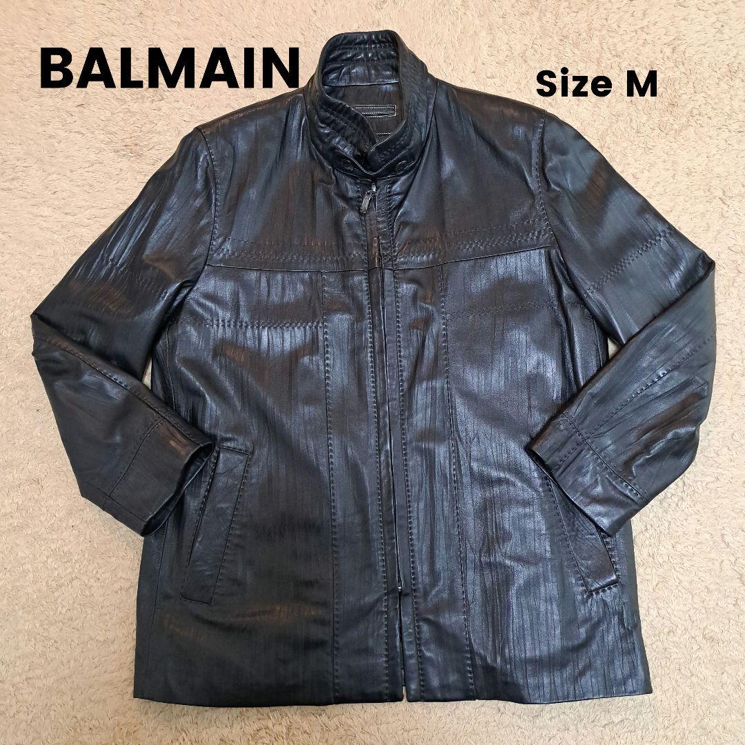 BALMAIN 黒ラムレザーレザージャケット Mサイズ