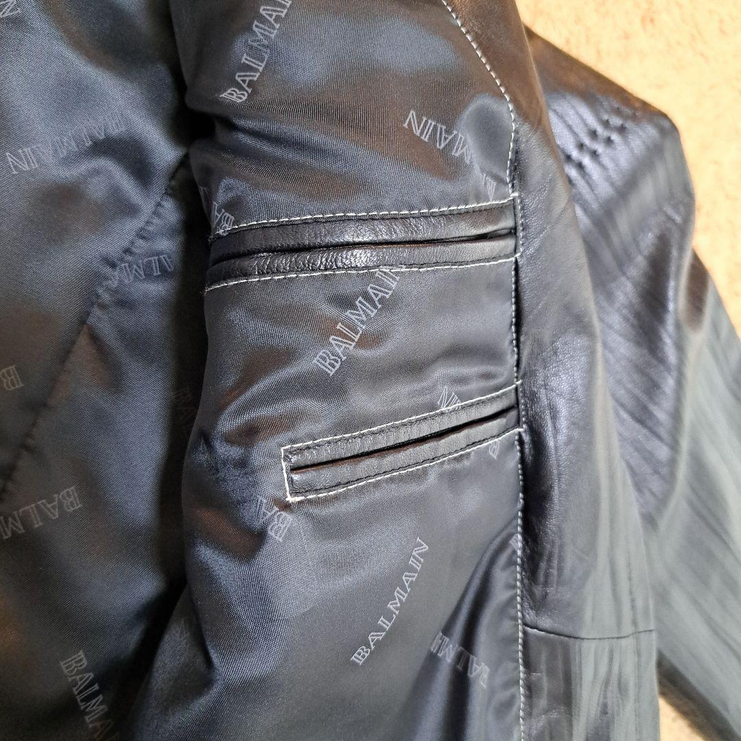 BALMAIN 黒ラムレザーレザージャケット Mサイズ
