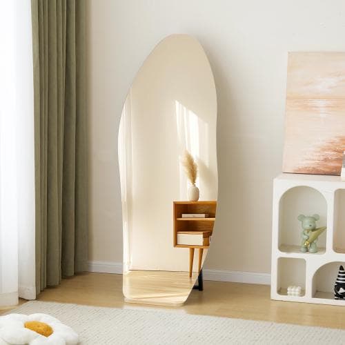 【55×155cm】姿見 ウェーブミラー 全身鏡 スタンド 壁掛け 立て掛け