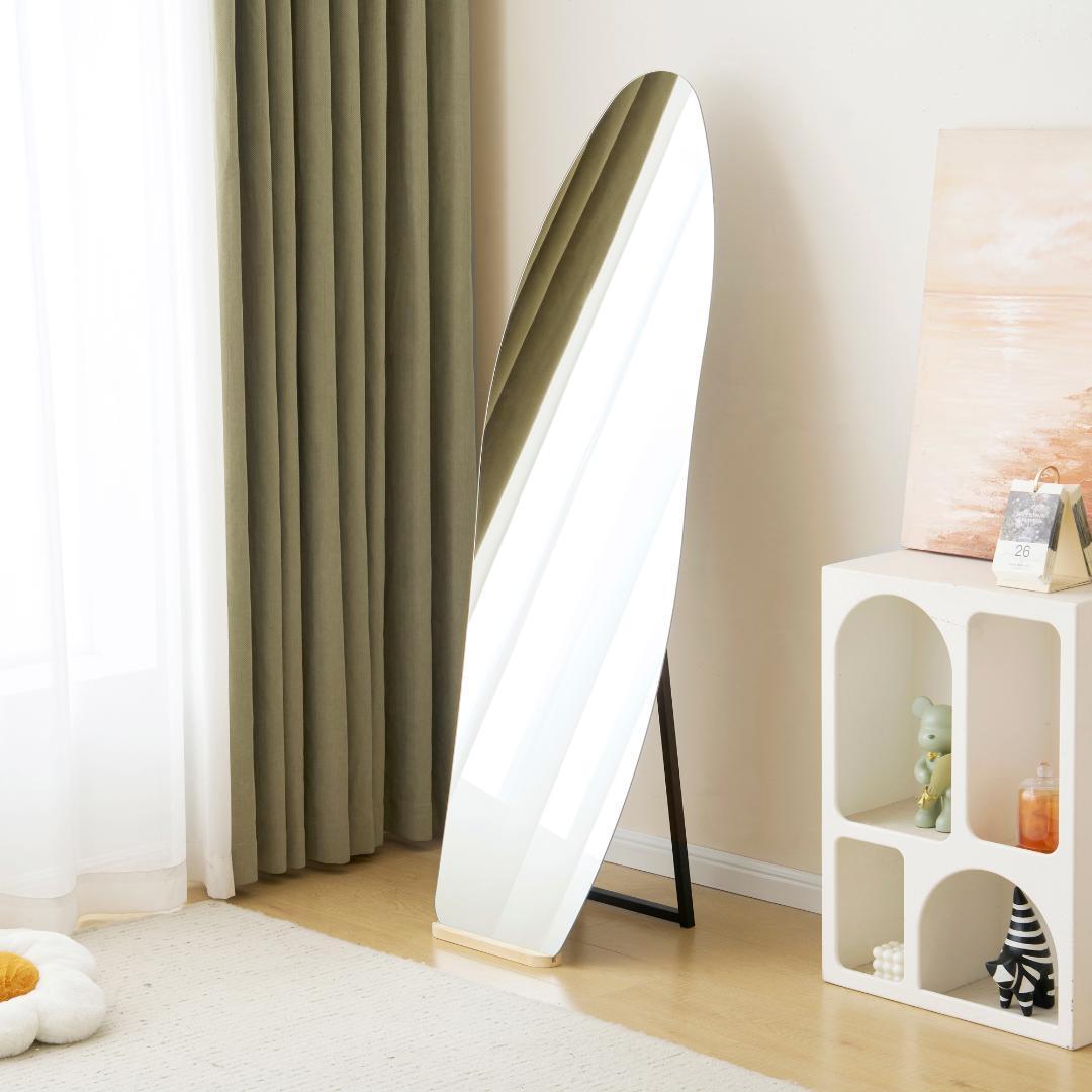 【55×155cm】姿見 ウェーブミラー 全身鏡 スタンド 壁掛け 立て掛け