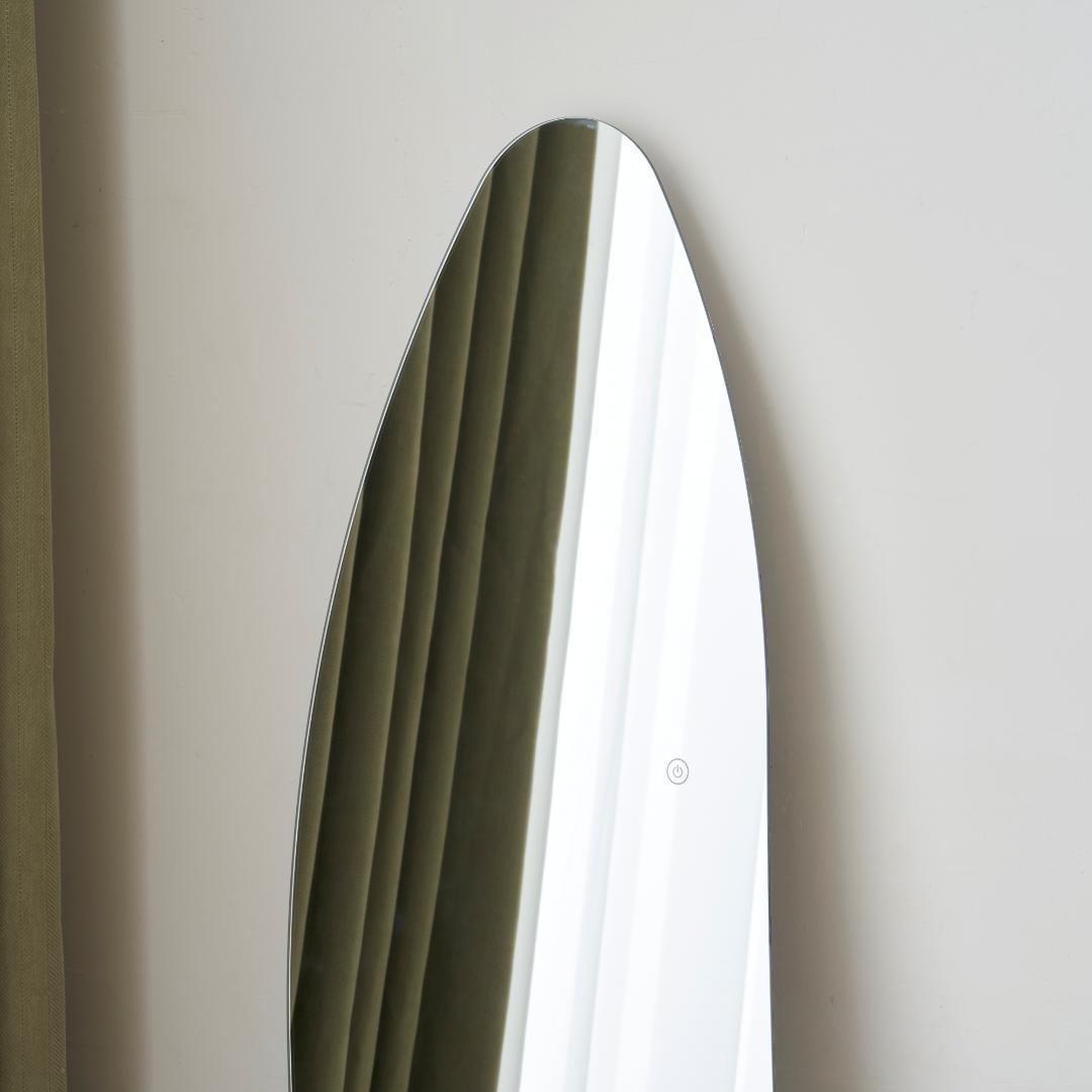 【55×155cm】姿見 ウェーブミラー 全身鏡 スタンド 壁掛け 立て掛け