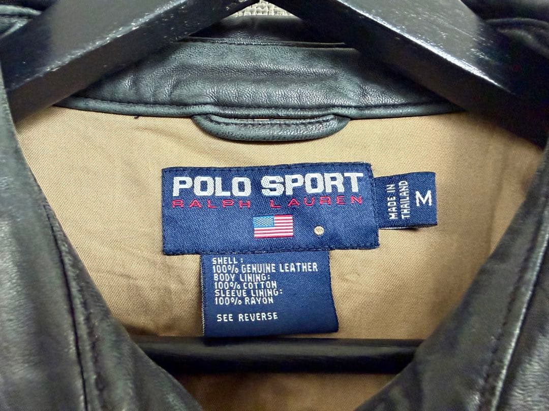 超超スペシャル 90s ポニー無 ポロ スポーツ レザージャケット M ブラック
