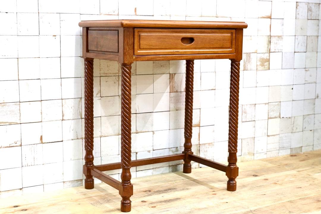 GMIK389○アジアン オリエンタル サイドテーブル 花台 飾り台 アンティー