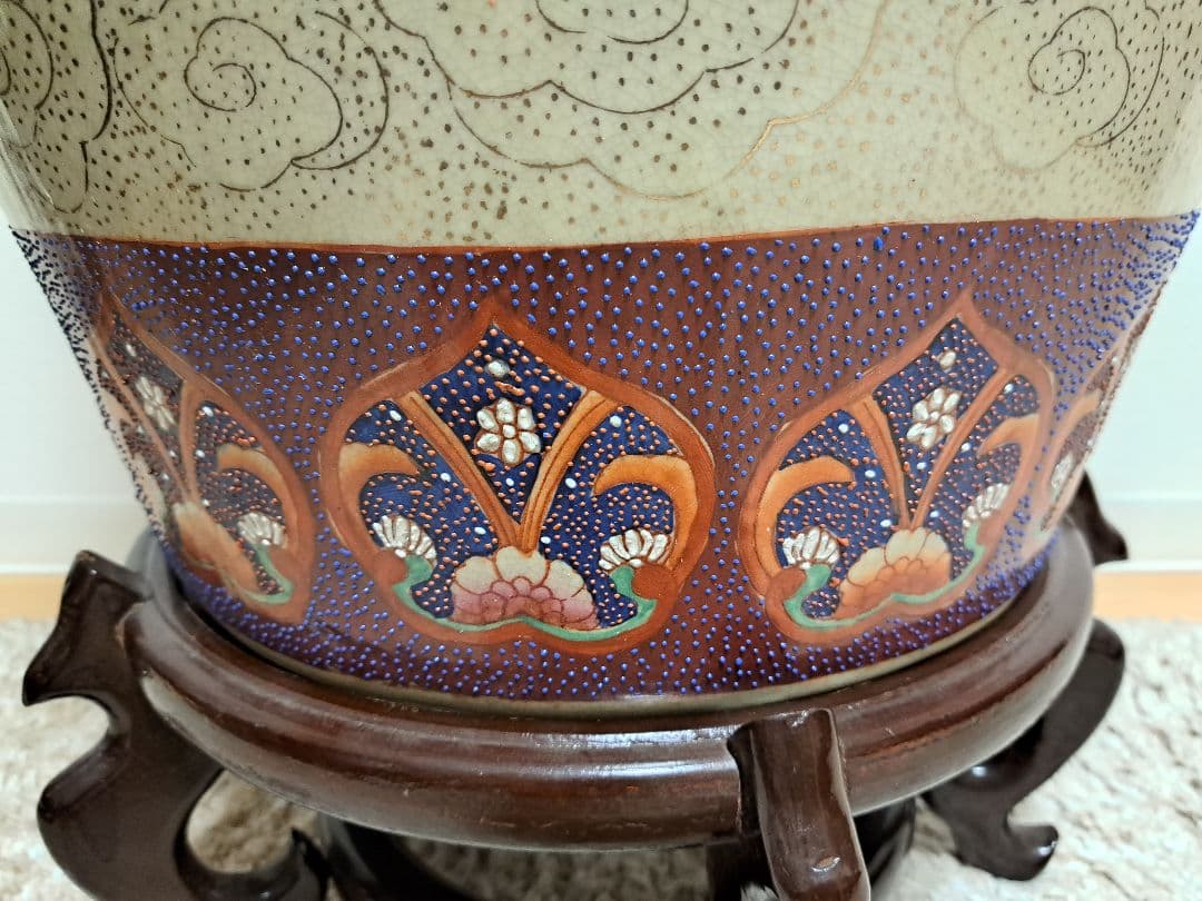 【直接お渡し】絢爛豪華 花口壺 57羽鶴絵 大型142㎝