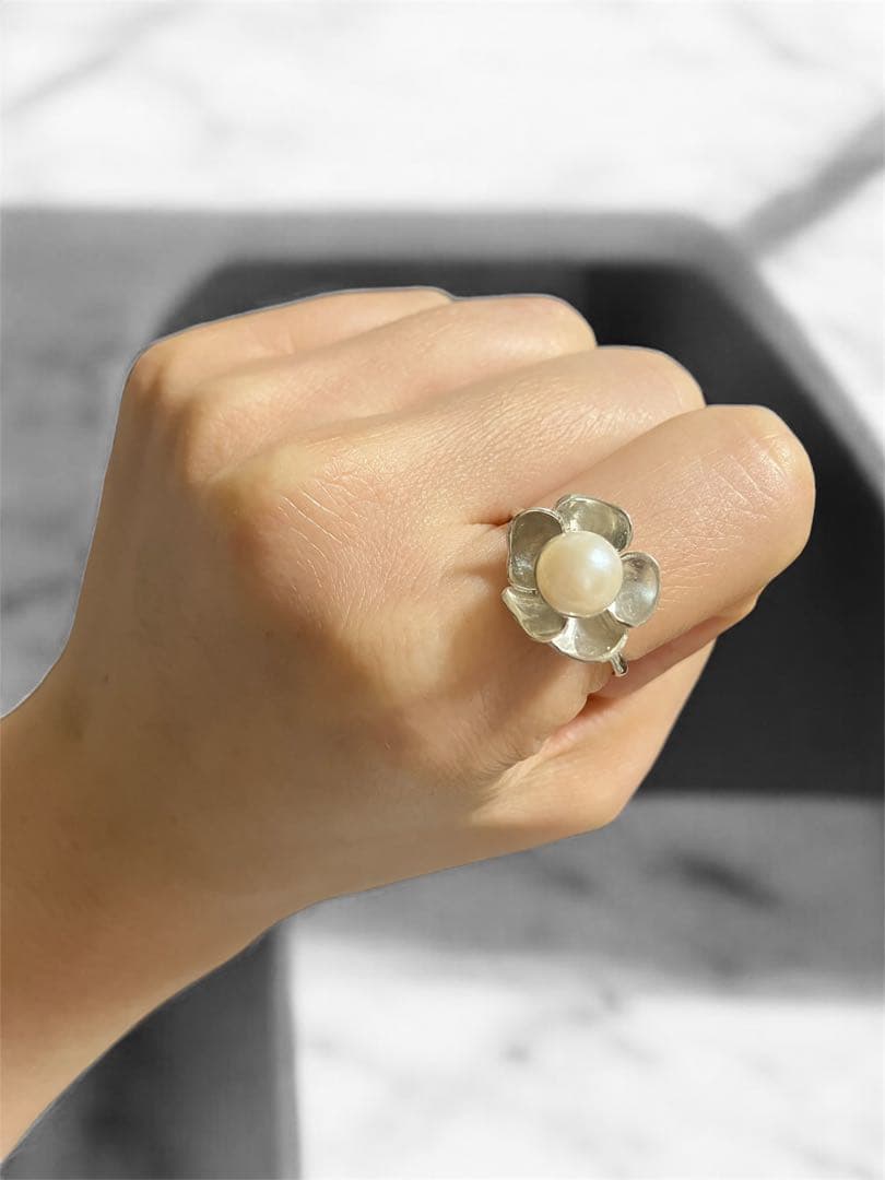 Akoya Pearl Flower Ring SV950/13号