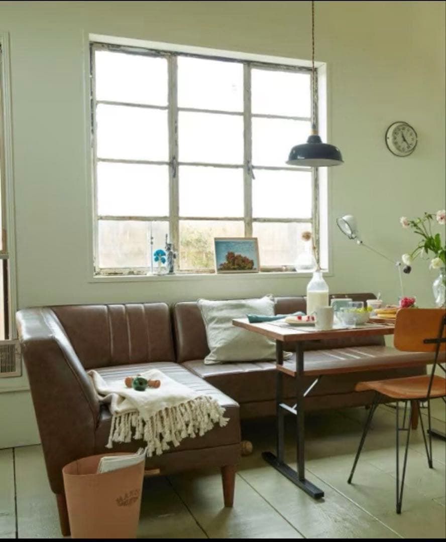 ブラウン合成皮革ソファカウチ