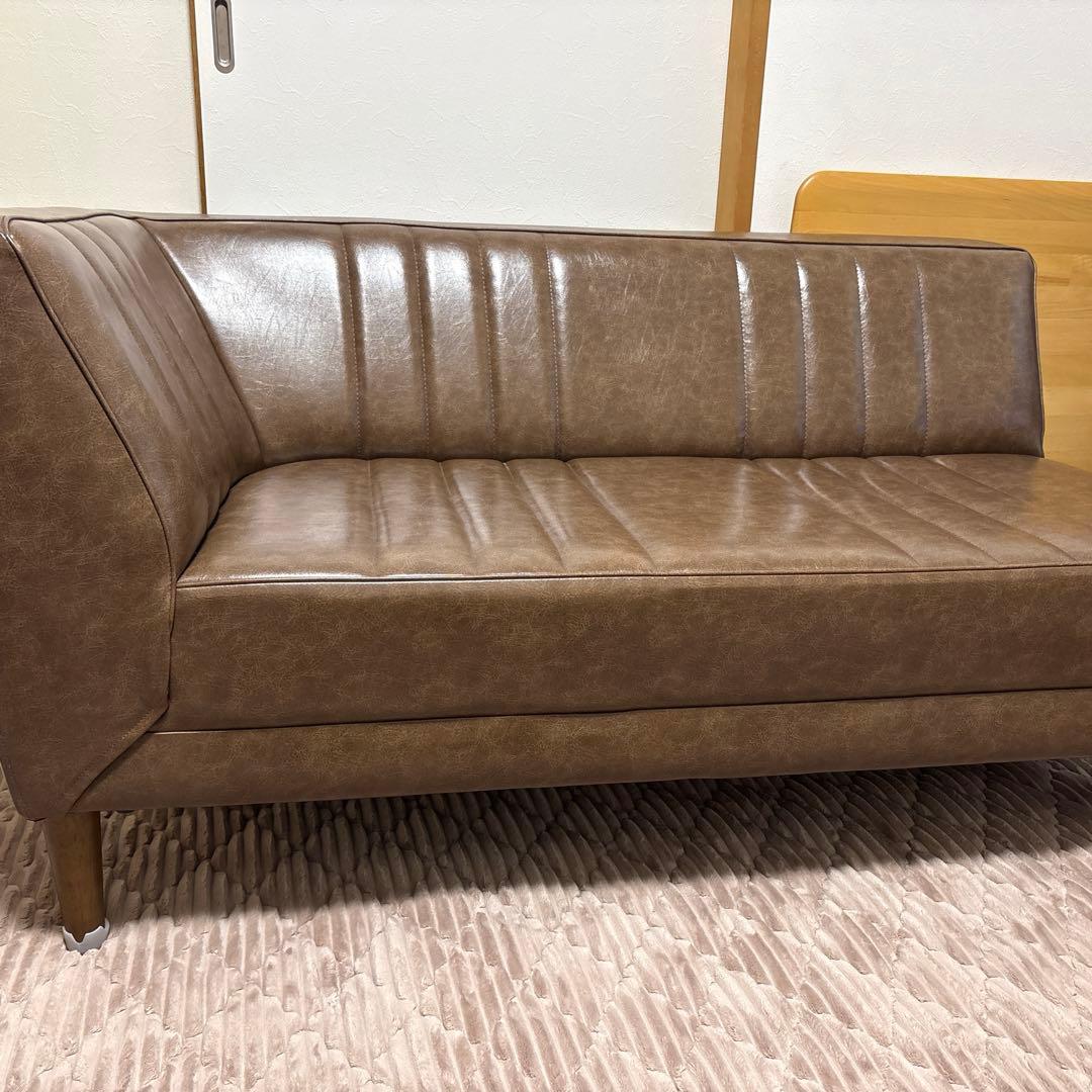 ブラウン合成皮革ソファカウチ