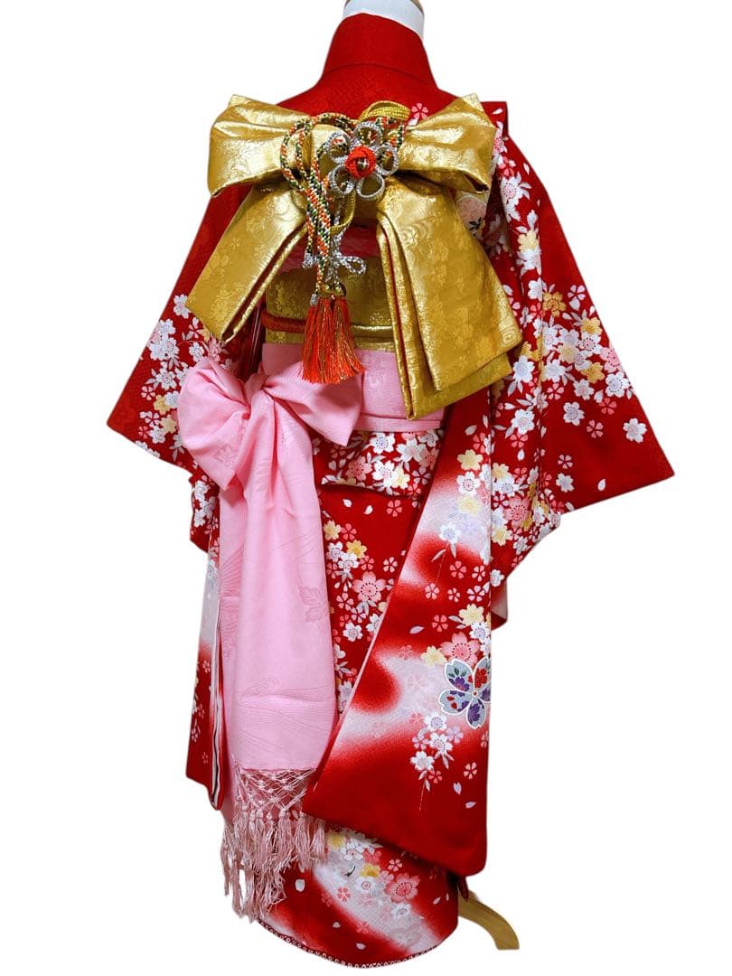 正統派赤系♡七五三　7歳　女の子　セット　一式　ゴールド　ピンク