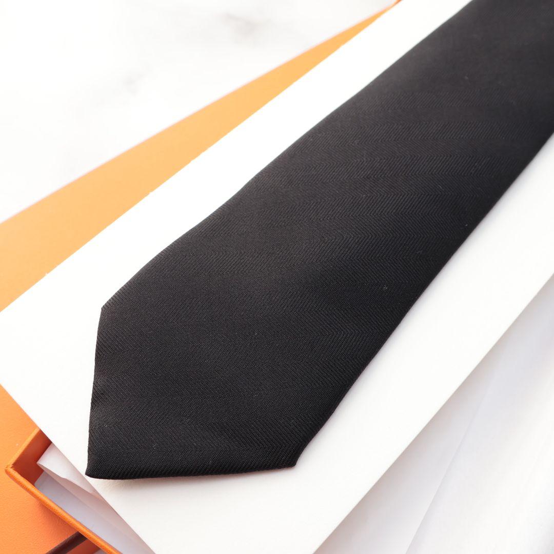 未使用 エルメス HERMES ブラック ネクタイ