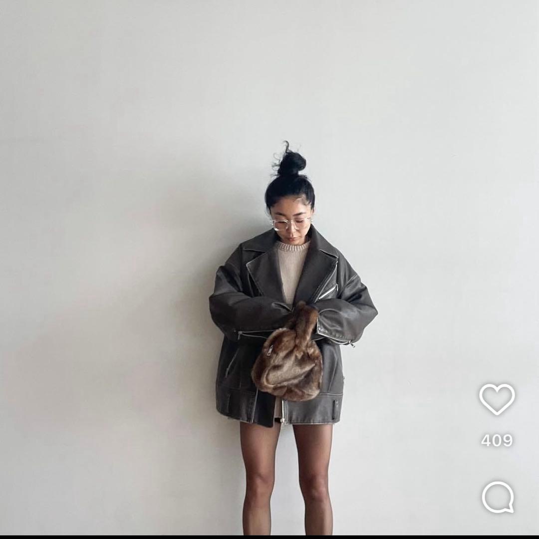 Vintage wash ECOレザーキルティングライダース