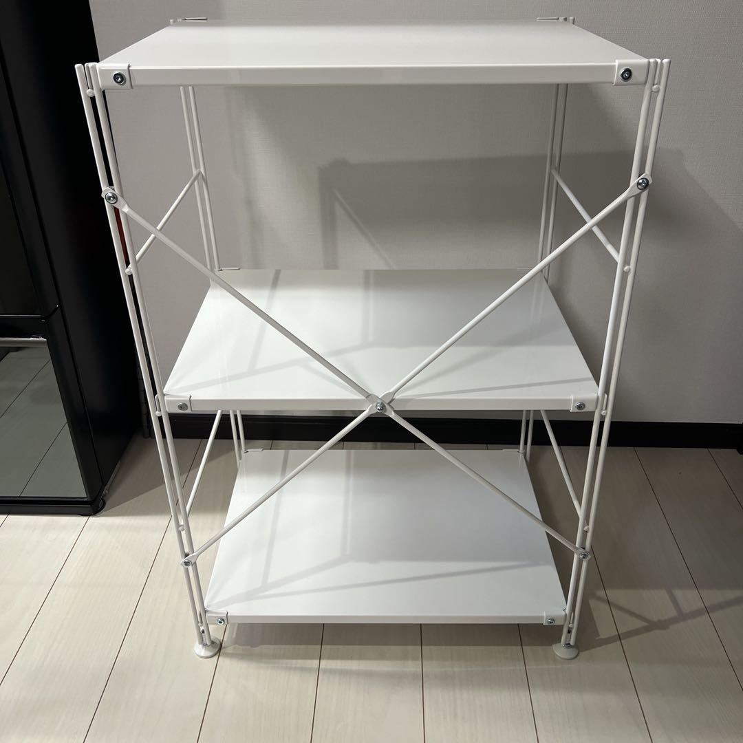 美品　無印良品　スチールユニットシェルフ　小　ホワイト(ライトグレー) ラック