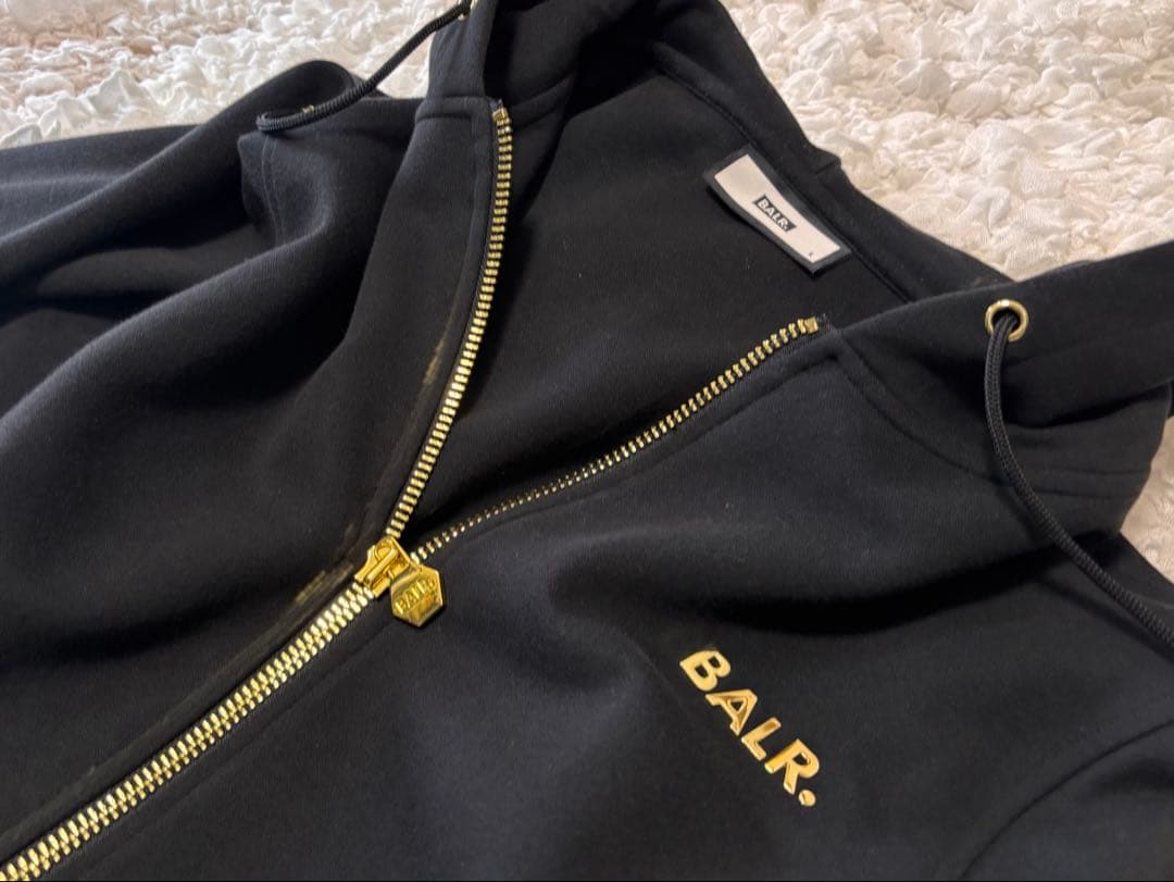 美品BALR ボーラー　パーカー　ゴールドジップ　ブラック　大きいサイズ　L