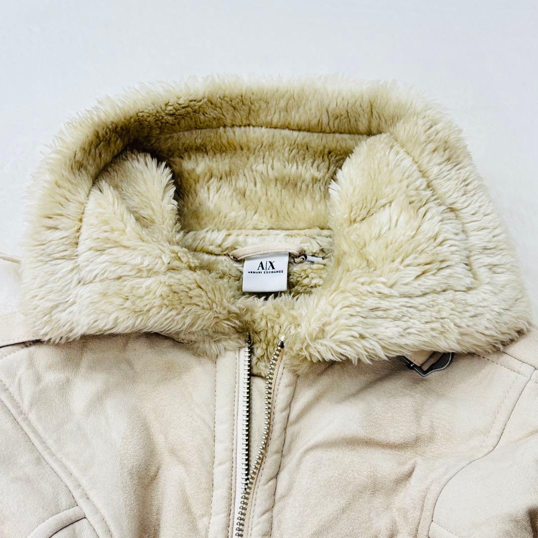 アルマーニエクスチェンジ　ムートン　ジャケット　レザー　ファー　ベージュ　XS