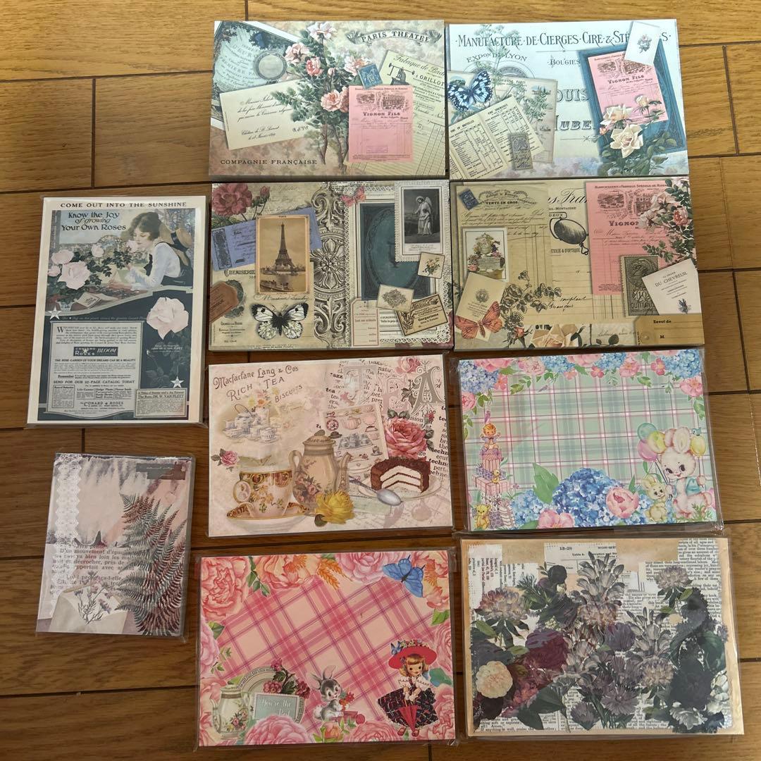 海外メモ　新品とおすそ分け用未使用品中古、多種類大量まとめ売り⭐️花柄多め、人物も