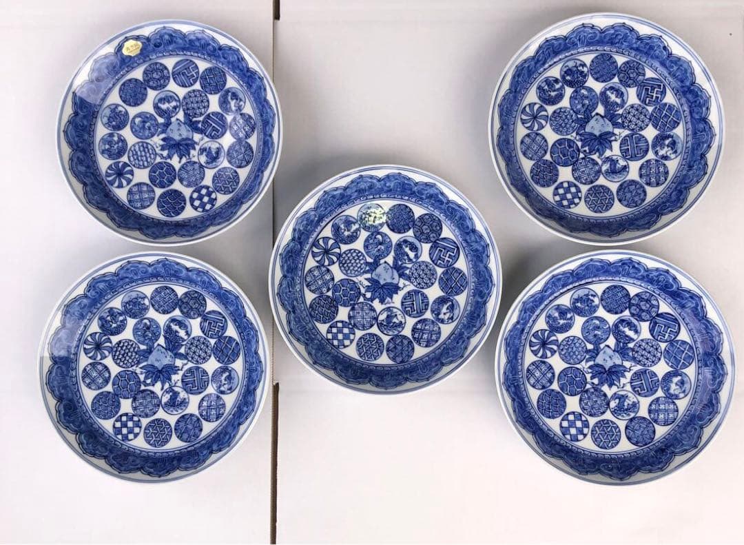 5. 京焼　昭阿弥造　祥瑞◯◯丸紋　皿（直径20cm）
