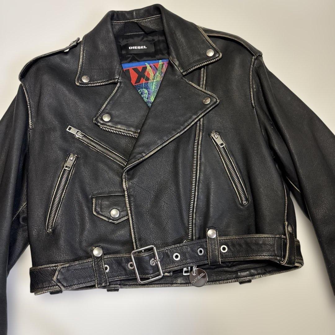 DIESEL ブラックレザーライダースジャケット