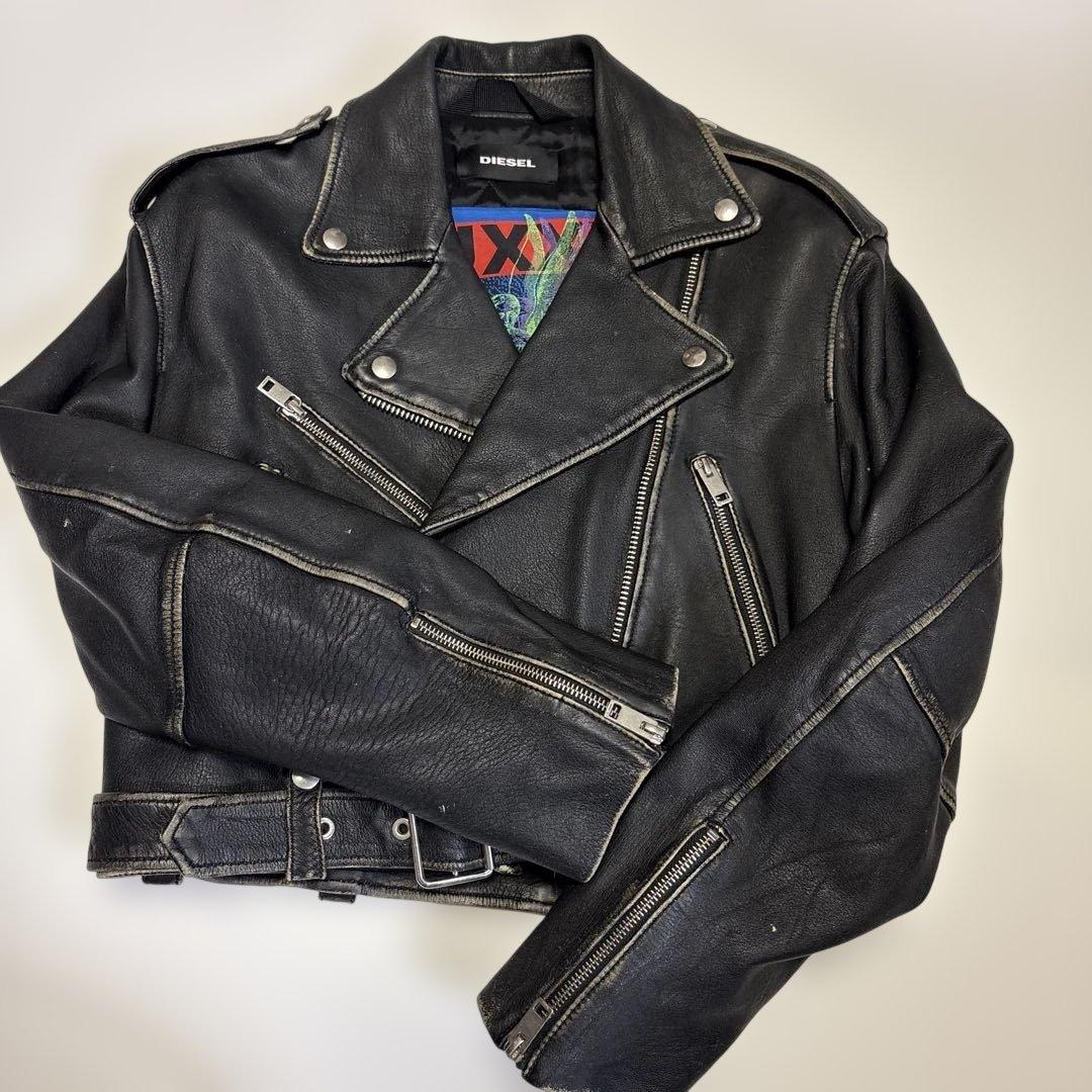 DIESEL ブラックレザーライダースジャケット