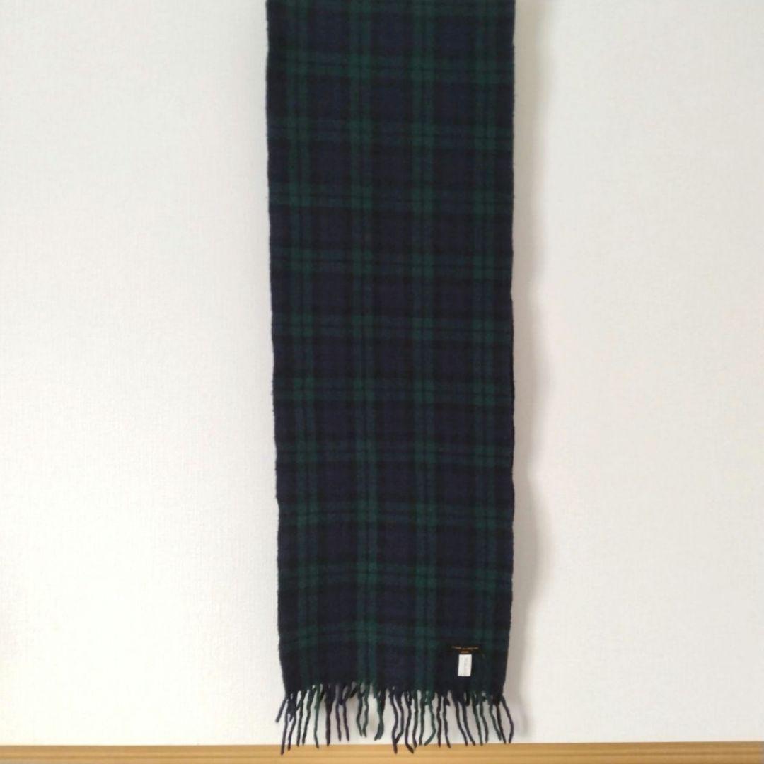 コムデギャルソンオム 縮絨 ウール マフラー ストール タータンチェック 緑 紺