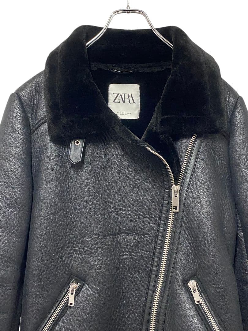 超美品★ZARA ダブルフェイスジャケット　ムートンライダースジャケット