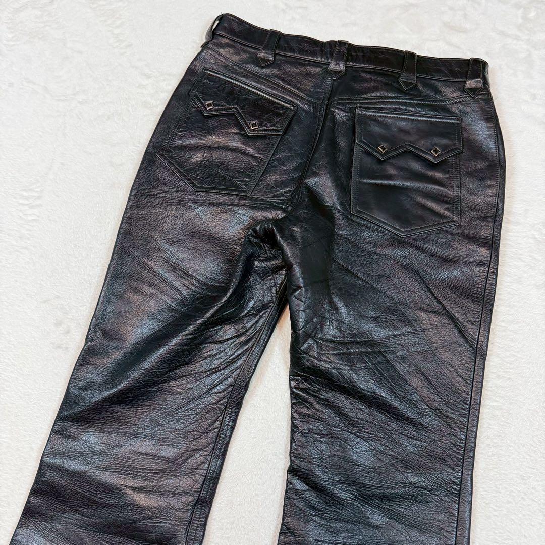 美品 36inch west ride バッファローレザー パンツ ブラック