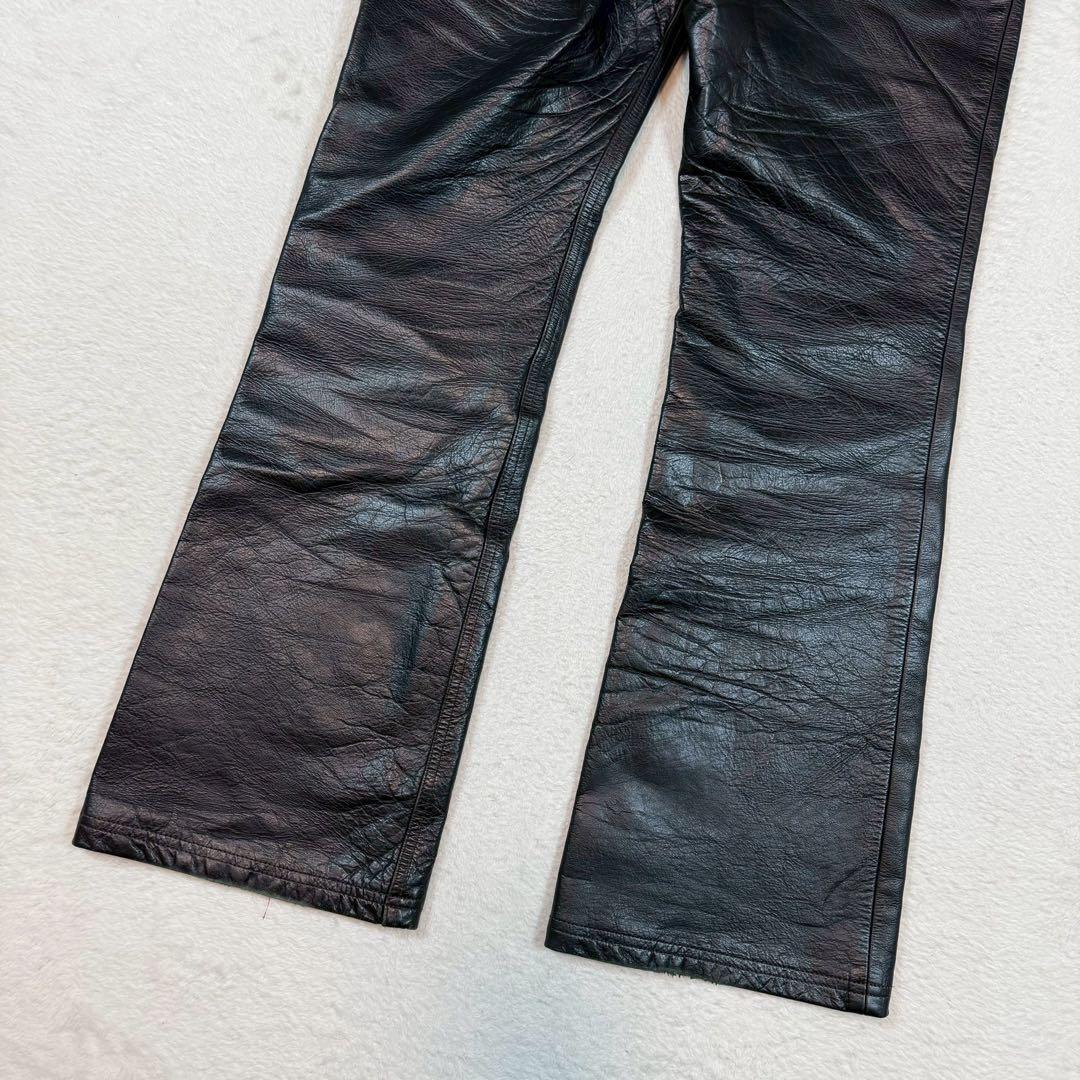 美品 36inch west ride バッファローレザー パンツ ブラック