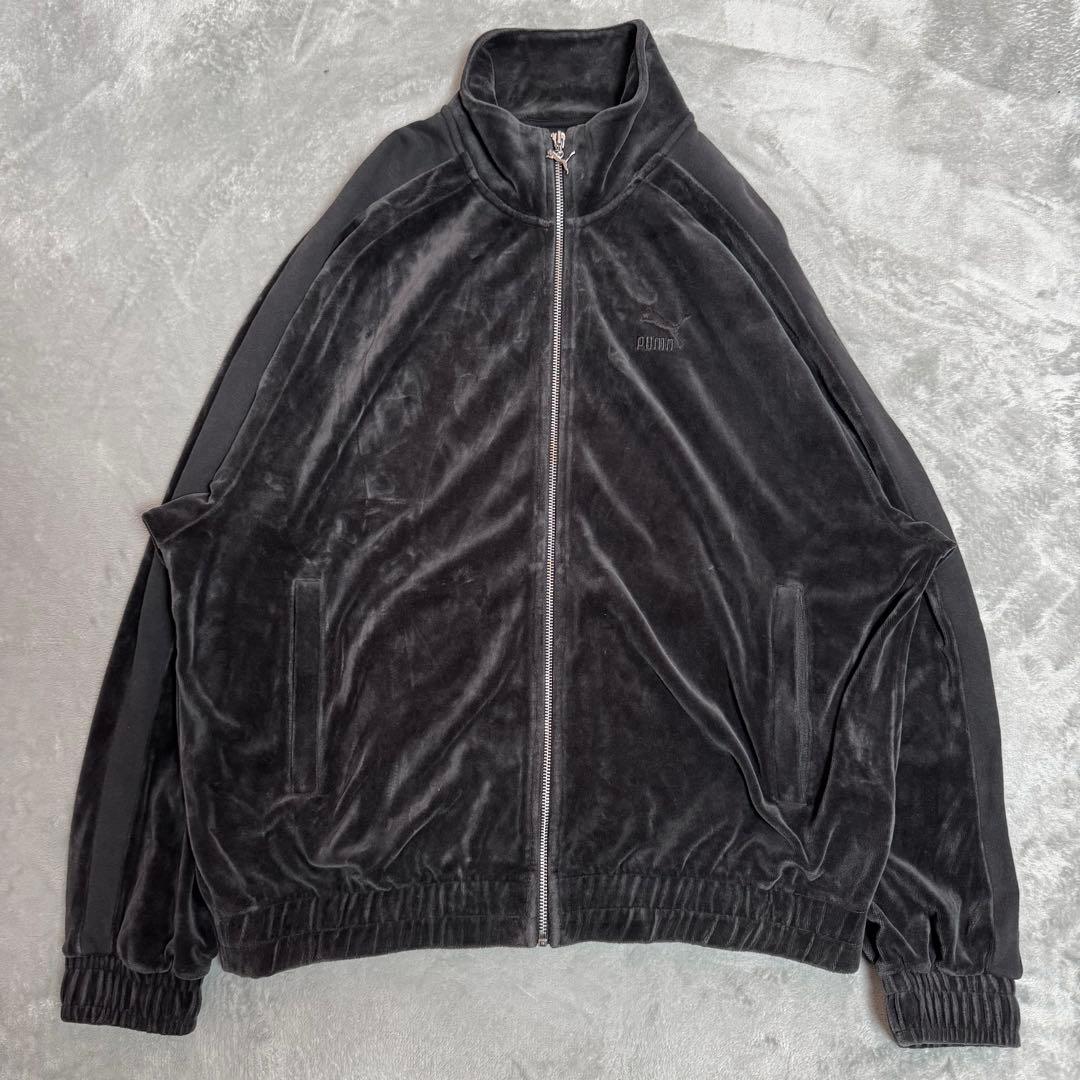 PUMA プーマ ベロア セットアップ オールブラック トラックジャケット