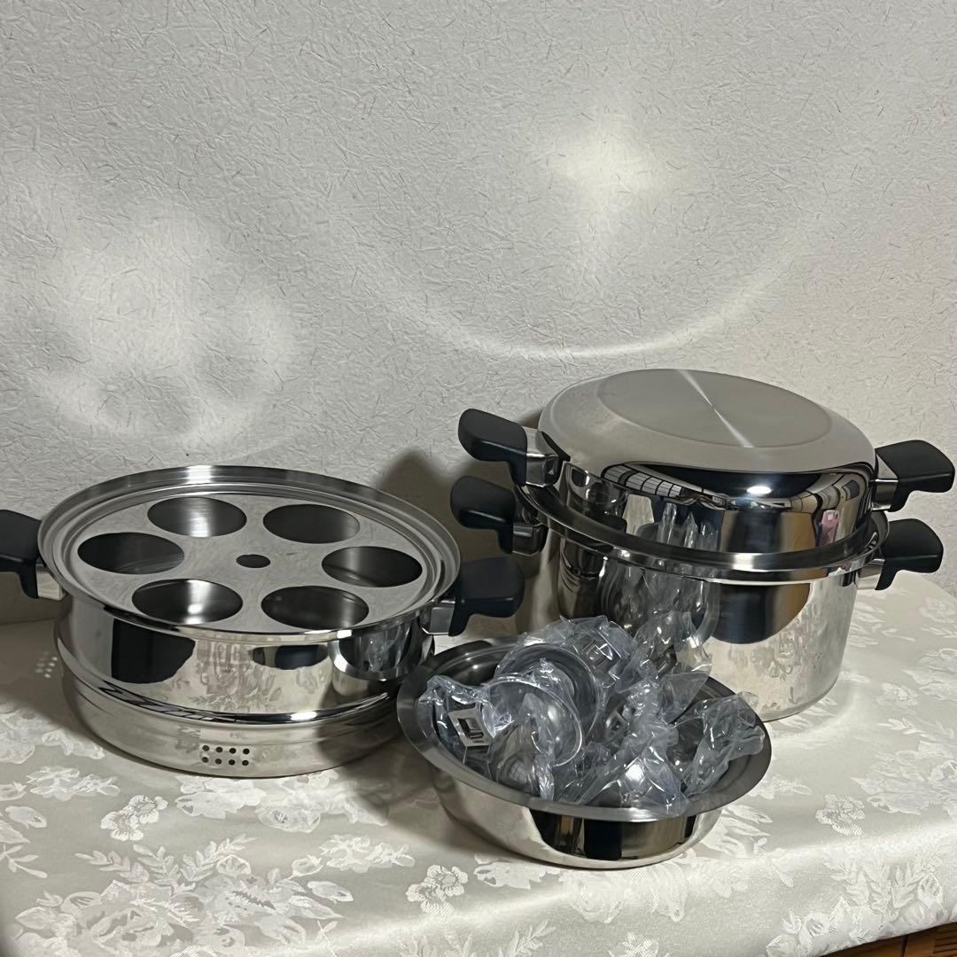 【AmwayQueen】 新品☆美品☆蒸し器☆中型鍋☆両手鍋☆片手鍋☆セット売り