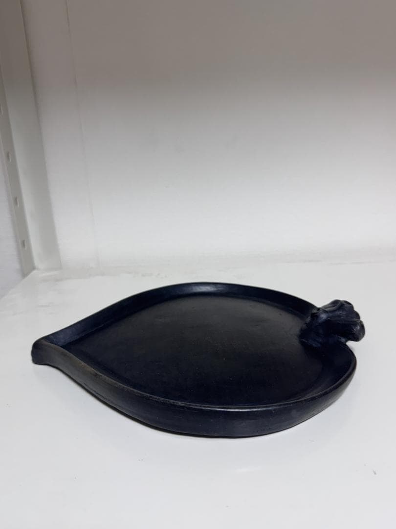 ハート型 メキシコ 黒陶器 皿 ハンドメイド コラソン Corrazon