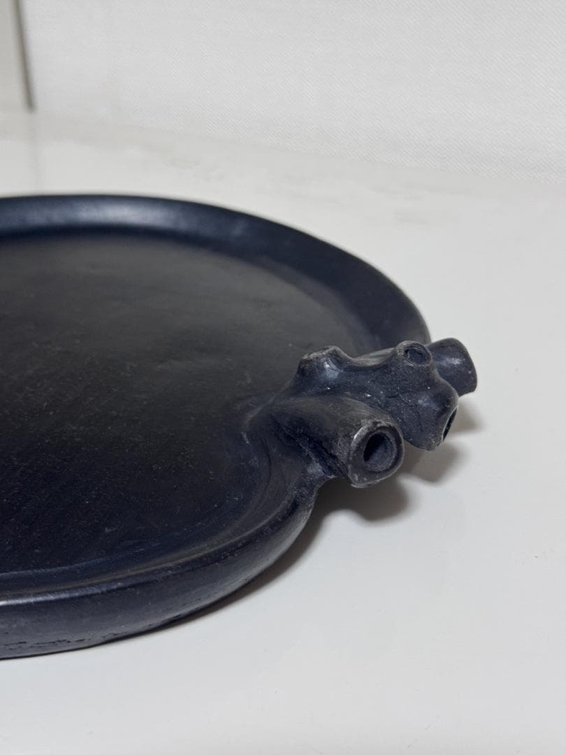 ハート型 メキシコ 黒陶器 皿 ハンドメイド コラソン Corrazon