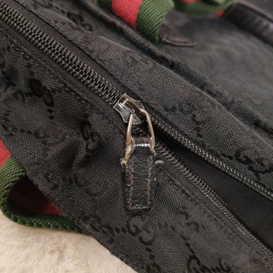 グッチ トートバッグ ブラックキャンバス シェリーライン 大容量レディース