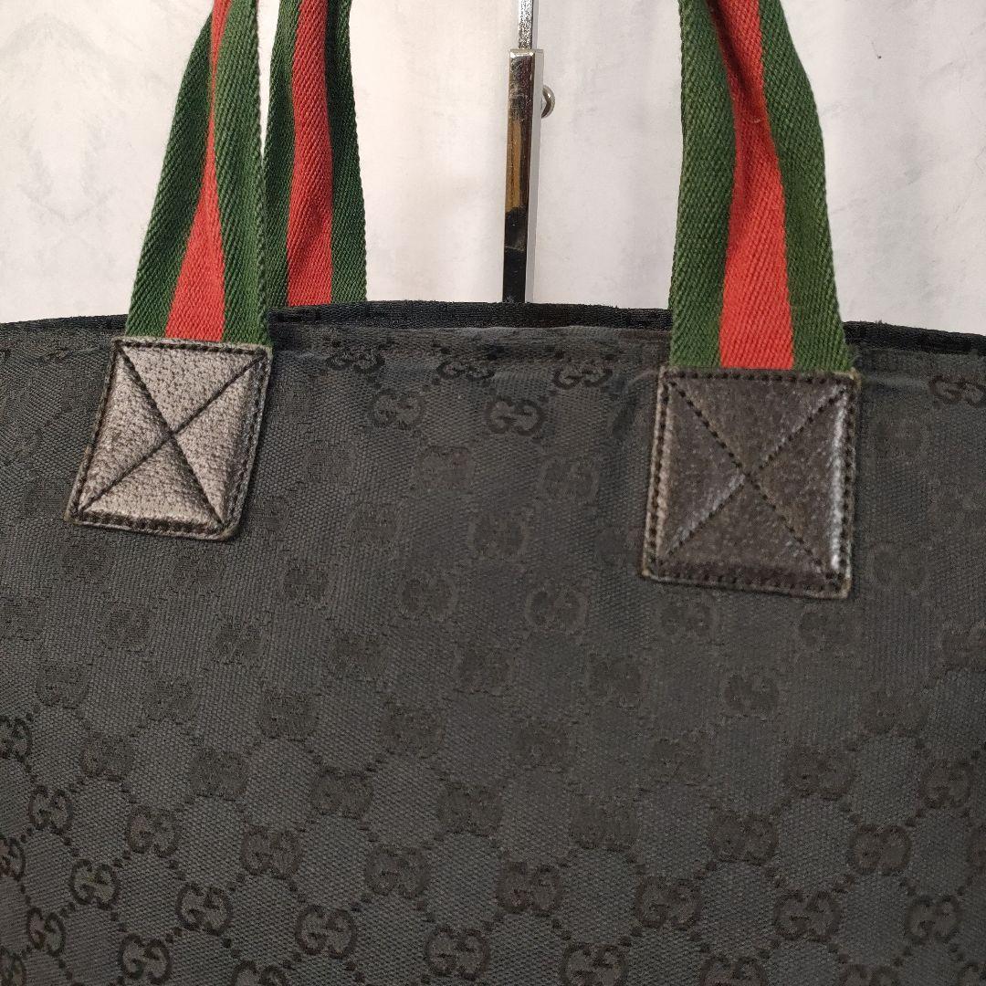 グッチ トートバッグ ブラックキャンバス シェリーライン 大容量レディース