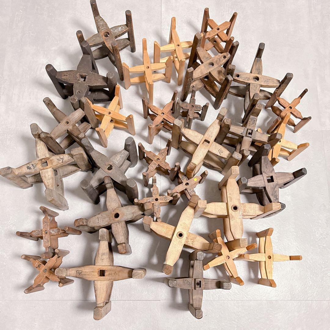 レトロ古民具 木製 糸巻き 木枠 糸車 アンティーク 骨董 30個 セット