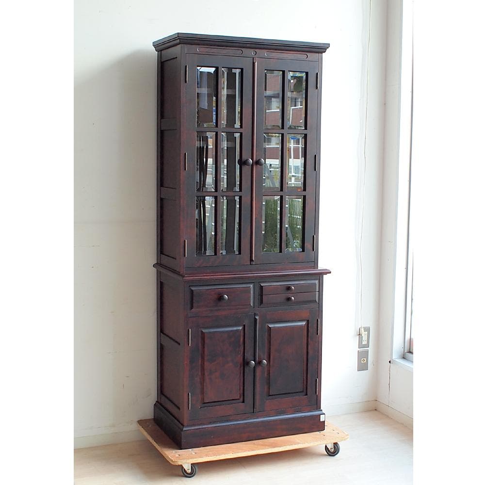 和光 神居民芸 樺材 ガラスキャビネット 食器棚 カップボード ZR24008