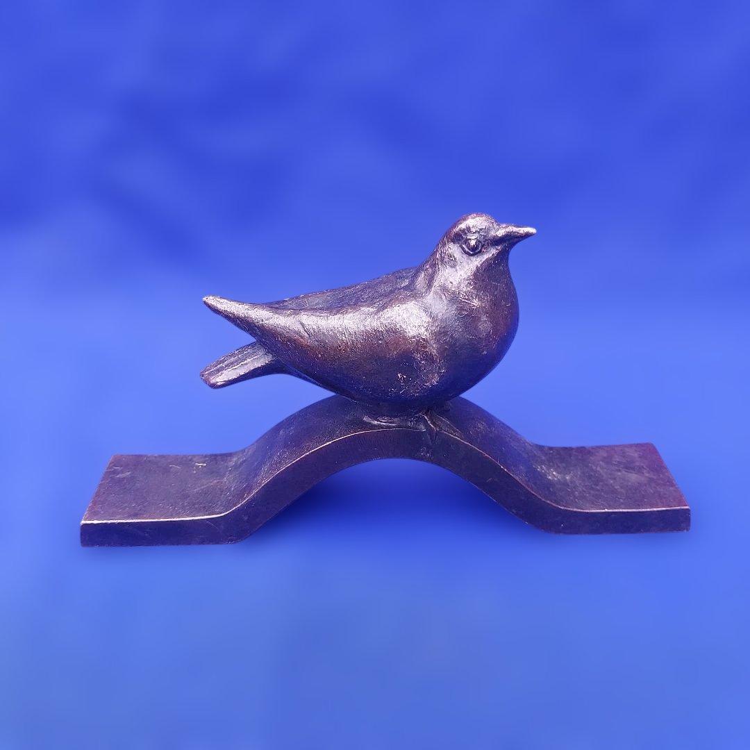 橋本堅太郎　鳩　ハト　文鎮　置物　真鍮製