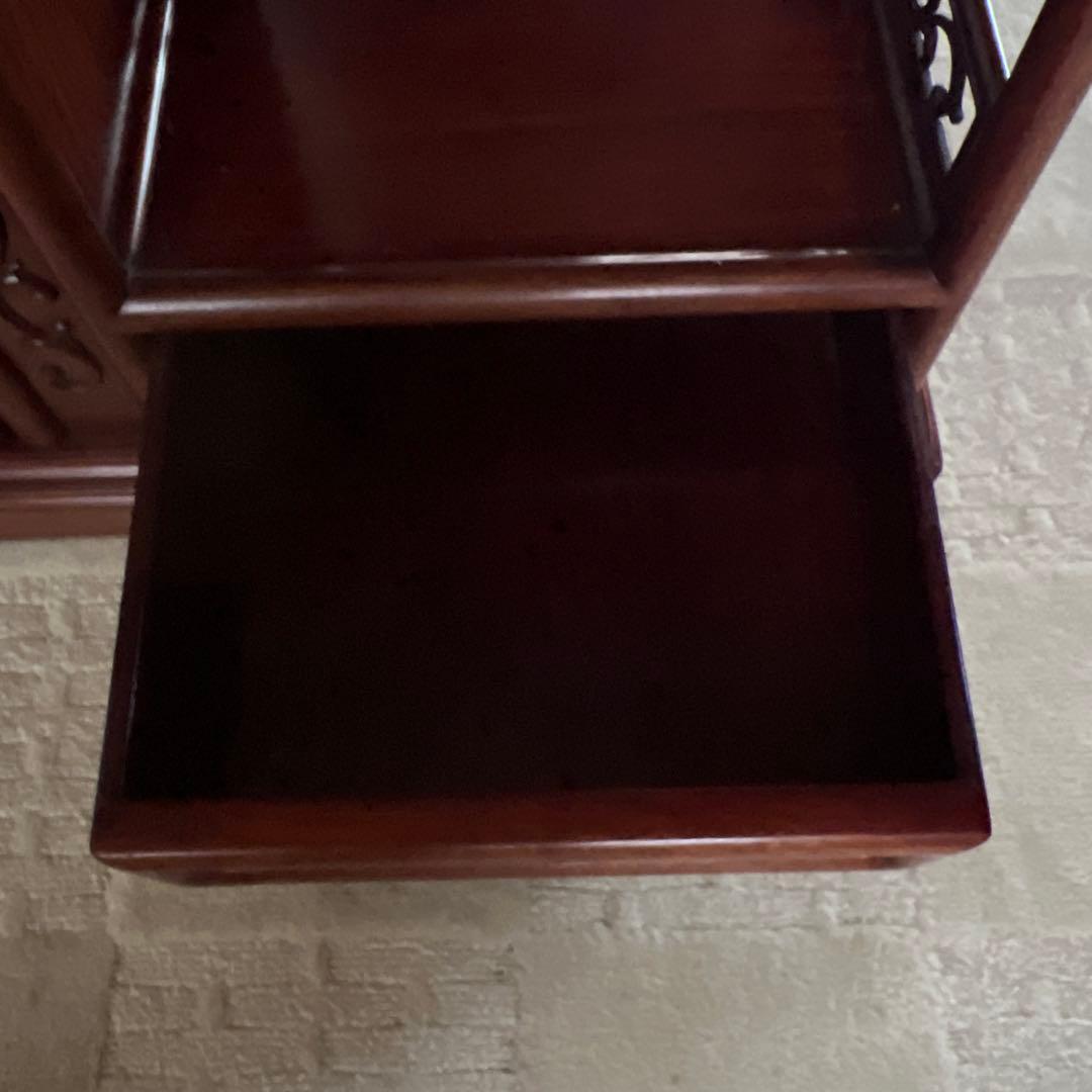 【美品】違い棚　紫檀　松と鶴模様　和家具 茶箪笥 唐木 昭和レトロ