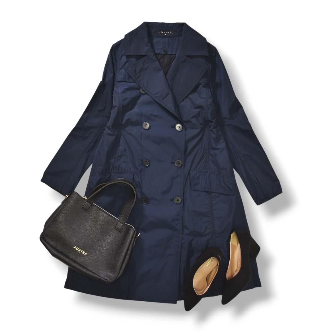 【人気】 【上質】 セオリー ライナー付き トレンチコート S ネイビー ♪