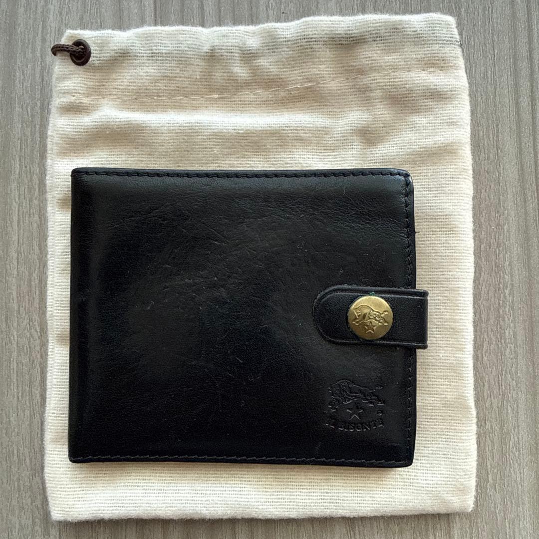 IL BISONTE 黒 レザー 二つ折り財布